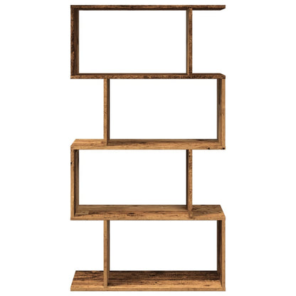 Étagère séparatrice de pièce à 4 niveaux vieux bois 70x24x129cm