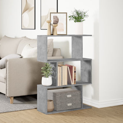 Étagère séparatrice de pièce à 3 niveaux gris béton 70x24x97 cm