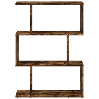 Étagère séparatrice de pièce à 3 niveaux chêne fumé 70x24x97 cm