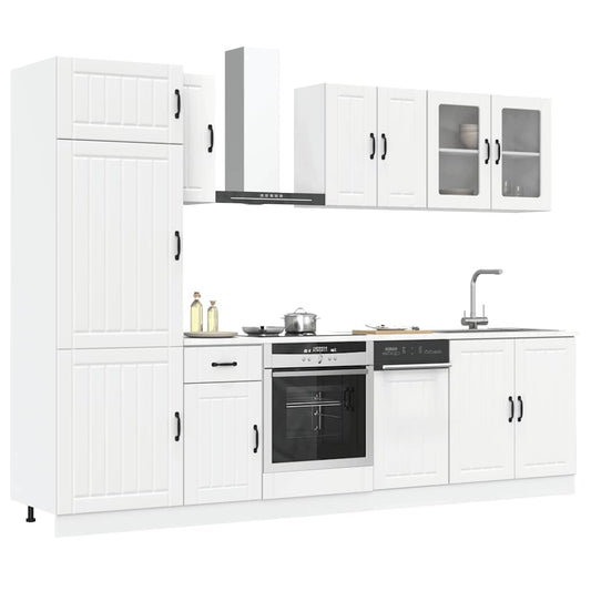 Ensemble de 8 meubles de cuisine "Lucca" en bois d'ingénierie blanc