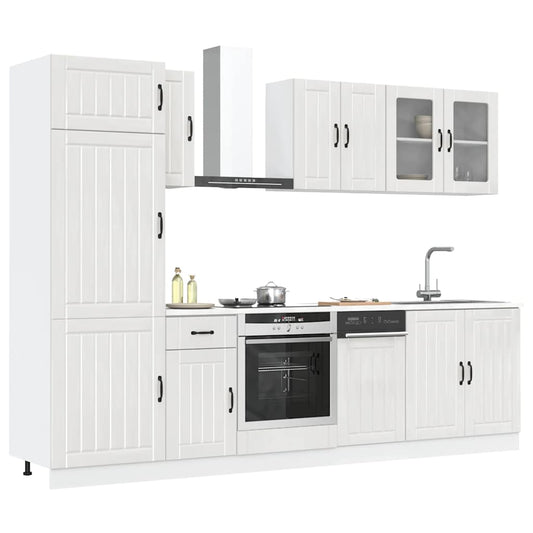 Ensemble de 8 meubles de cuisine "Lucca" en bois d'ingénierie blanc brillant