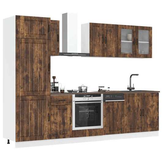 Ensemble de 8 meubles de cuisine "Lucca" en chêne fumé