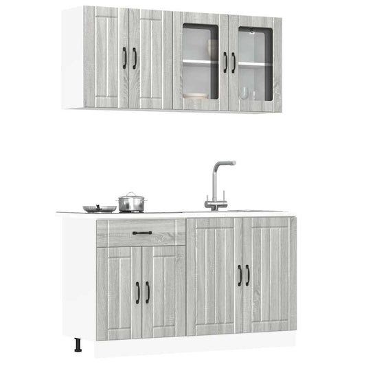 Ensemble de 4 meubles de cuisine "Lucca" en bois d'ingénierie Sonoma gris