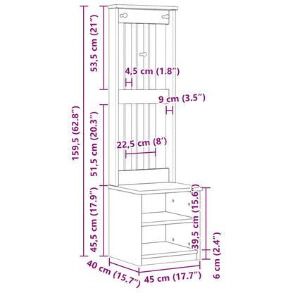 Portemanteau SANDNES 45x40x159,5 cm bois massif pin
