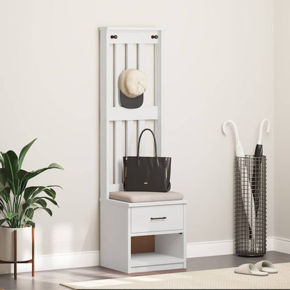 Portemanteau SANDNES blanc 45x40x159,5 cm bois massif pin