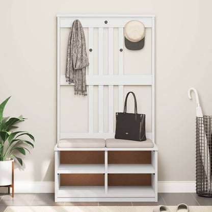 Portemanteau SANDNES blanc 87x40x159,5 cm bois massif pin