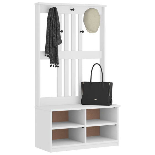 Portemanteau SANDNES blanc 87x40x159,5 cm bois massif pin