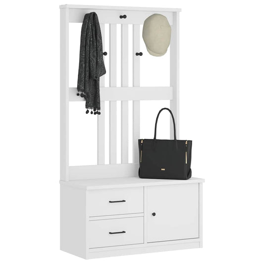 Portemanteau SANDNES blanc 87x40x159,5 cm bois massif pin