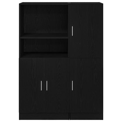 Ensemble d'armoires de cuisine 2 pcs noir bois d'ingénierie