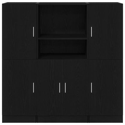 Ensemble d'armoires de cuisine 3 pcs noir bois d'ingénierie