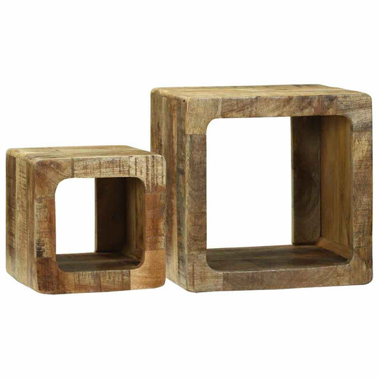 Meuble TV 2 pcs Marron Bois de manguier brut massif