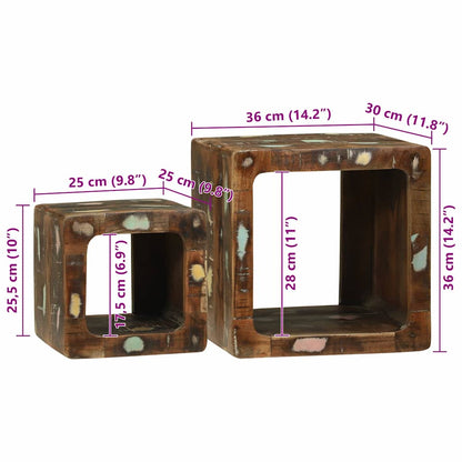 Meuble TV 2 pcs Multicolore bois de récupération massif