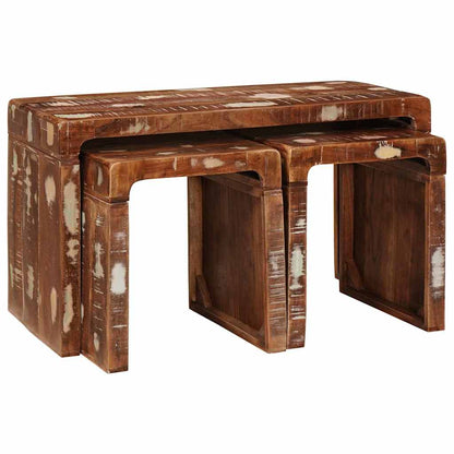 Tables gigognes 3 pcs bois de récupération massif