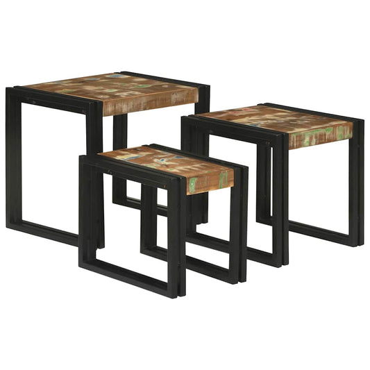 Tables gigognes 3 pcs Bois massif de récupération