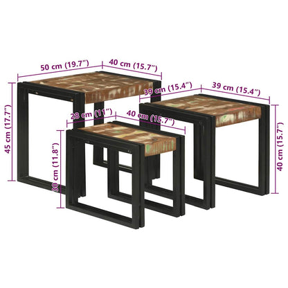 Tables gigognes 3 pcs Bois massif de récupération