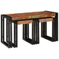 Table Gigogne 3 pcs Marron et noir bois de récupération massif