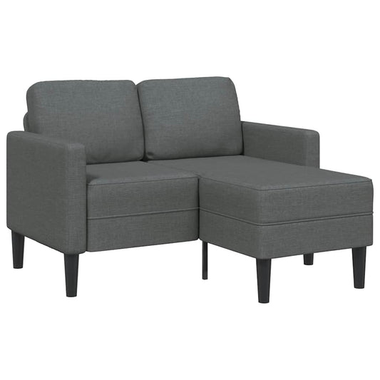 Canapé 2 places avec méridienne en L gris foncé 125 cm tissu