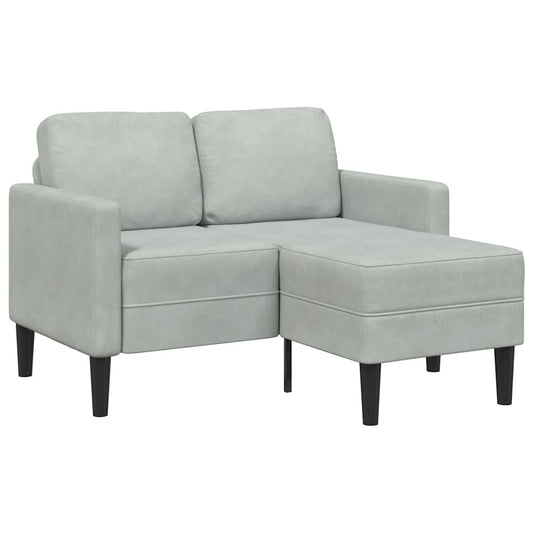 Canapé 2 places avec méridienne en L gris clair 125 cm velours