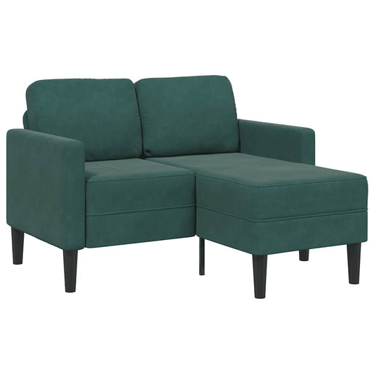 Canapé 2 places avec méridienne en L vert foncé 125 cm velours