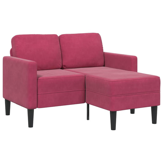 Canapé 2 places avec méridienne en L rouge bordeaux 125 cm