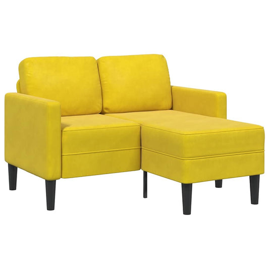 Canapé 2 places avec méridienne en L jaune 125 cm velours