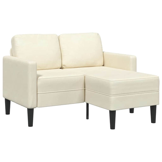 Canapé 2 places avec méridienne en L crème 125 cm velours