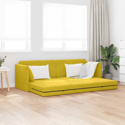 Canapé-lit Jaune 213 x 76 x 77 cm Velours