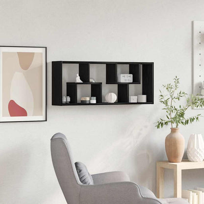 Étagère murale en chêne noir 36 x 16 x 90 cm, bois d'ingénierie