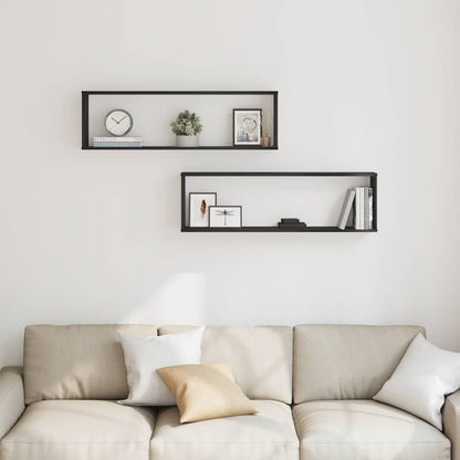 Étagères murales cube 2 pcs chêne noir 100x15x30 cm bois