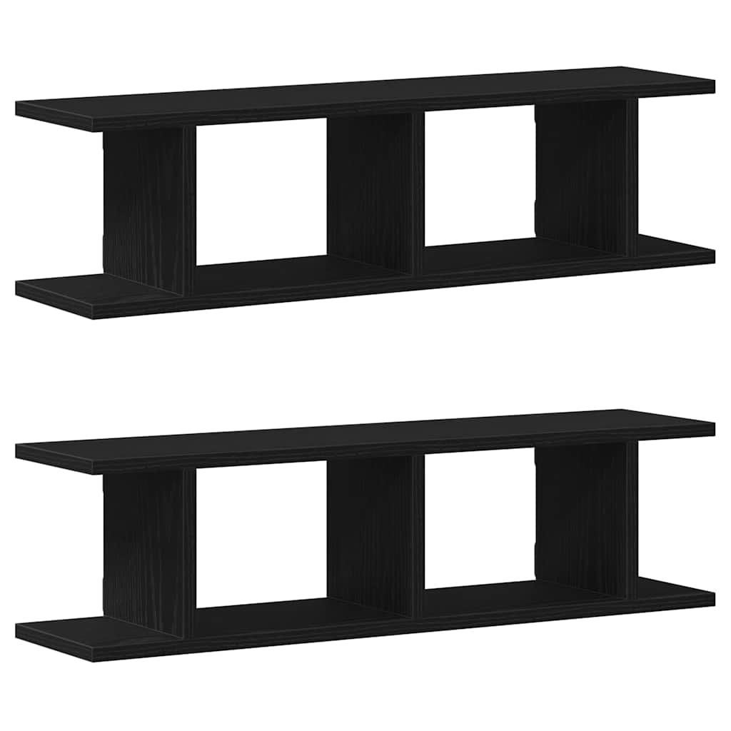 Étagères murales 2 pcs chêne noir 75x18x20 cm bois d'ingénierie