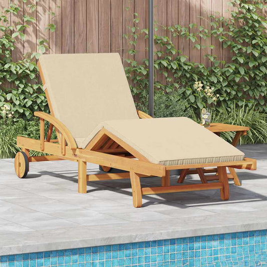 Transat avec coussin Beige 200 x 67 x 84cm Bois d'acacia massif