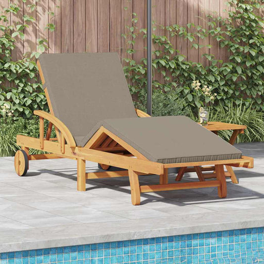 Transat avec coussin Taupe 200 x 67 x 84cm Bois d'acacia massif