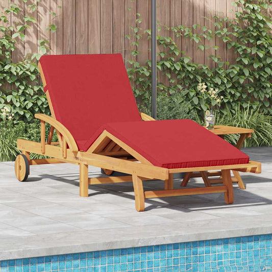 Transat avec coussin Rouge 200 x 67 x 84cm Bois d'acacia massif