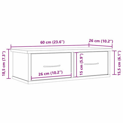 Meuble mural Chêne noir 60 x 26 x 18.5 cm Bois d'ingénierie