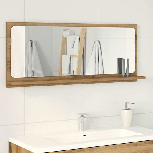 Étagère miroir avec étagère Chêne artisan 90 x 10.5 x 37 cm