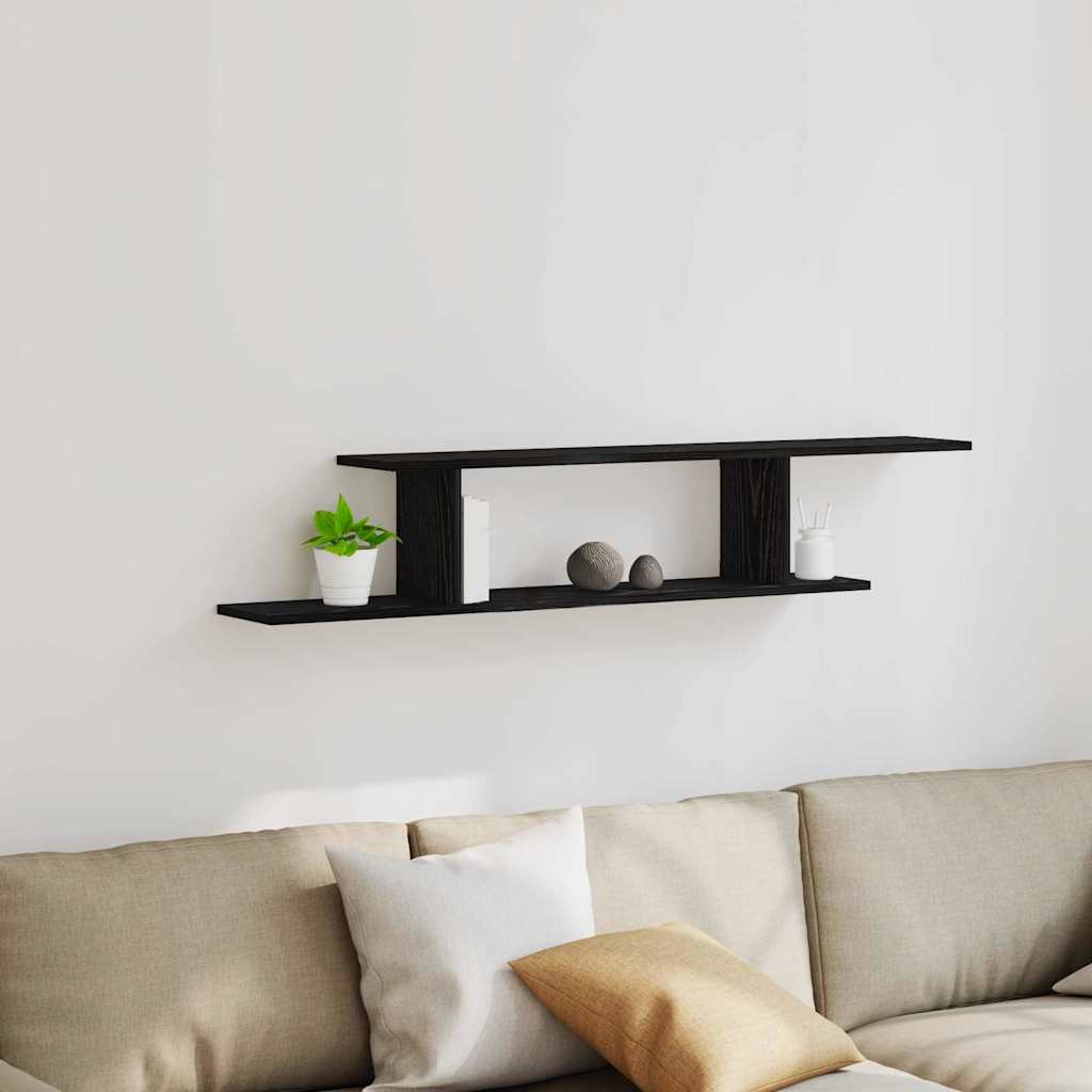 Étagère TV murale Chêne noir 125 x 18 x 23 cm Bois d'ingénierie