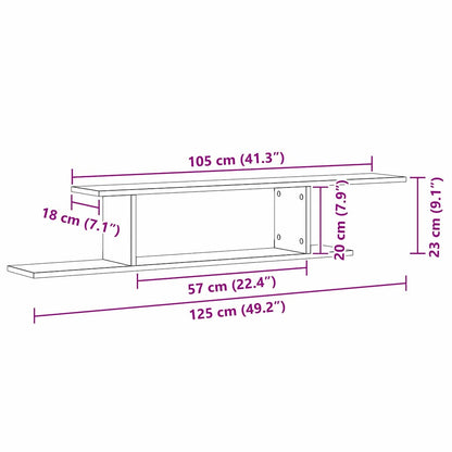 Étagère TV murale Chêne noir 125 x 18 x 23 cm Bois d'ingénierie