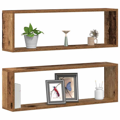 Étagère murale avec étagère 2 pcs Bois ancien 80 x 15 x 26 cm