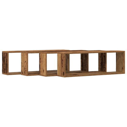 Étagère murale avec étagère 4 pcs Bois ancien 80 x 15 x 26 cm