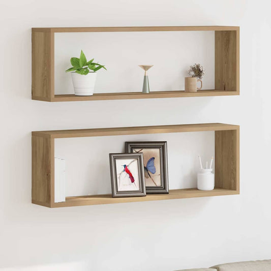 Étagère murale avec étagère 2 pcs Chêne artisan 80 x 15 x 26 cm