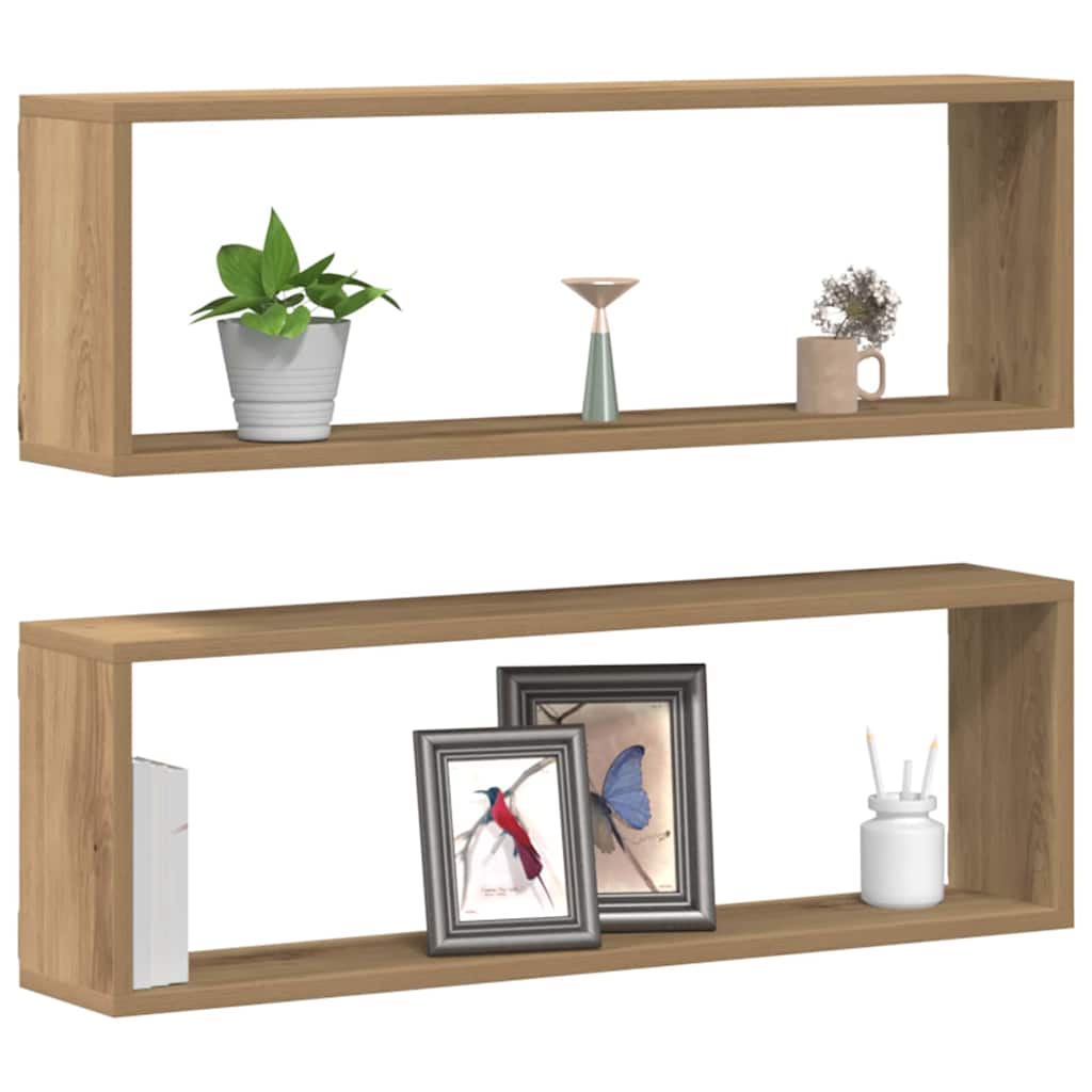 Étagère murale avec étagère 2 pcs Chêne artisan 80 x 15 x 26 cm