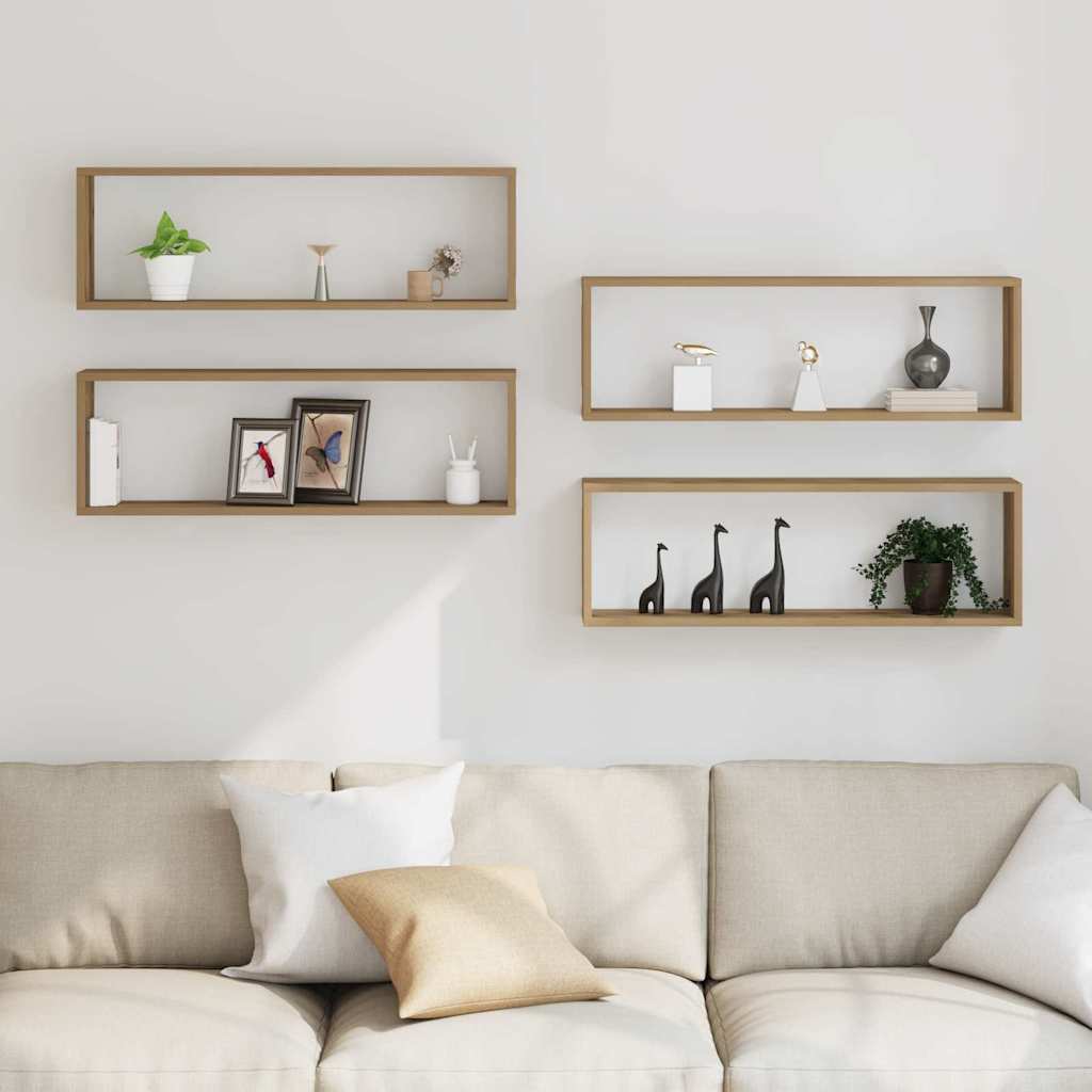 Étagère murale avec étagère 4 pcs Chêne artisan 80 x 15 x 26 cm