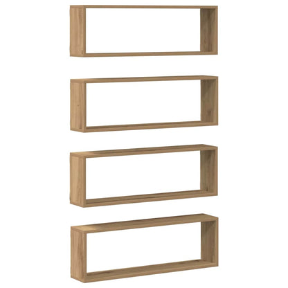 Étagère murale avec étagère 4 pcs Chêne artisan 80 x 15 x 26 cm