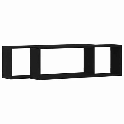 Étagère murale avec étagère 2 pcs Chêne Noir 80 x 15 x 26 cm
