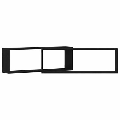Étagère murale avec étagère 2 pcs Chêne Noir 80 x 15 x 26 cm