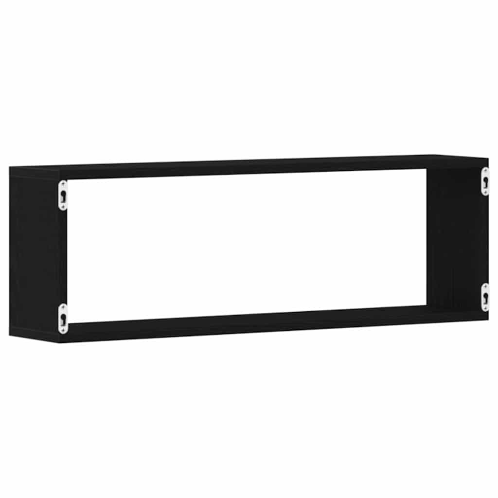 Étagère murale avec étagère 2 pcs Chêne Noir 80 x 15 x 26 cm