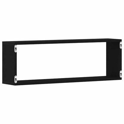 Étagère murale avec étagère 2 pcs Chêne Noir 80 x 15 x 26 cm