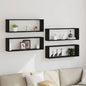 Étagère murale avec étagère 4 pcs Chêne Noir 80 x 15 x 26 cm