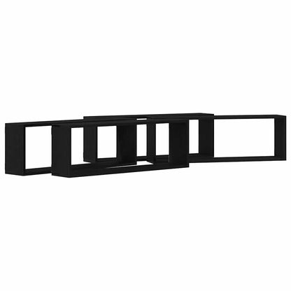 Étagère murale avec étagère 4 pcs Chêne Noir 80 x 15 x 26 cm