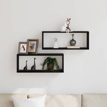 Étagères murales avec étagère 2 pcs Chêne noir 60 x 15 x 23 cm